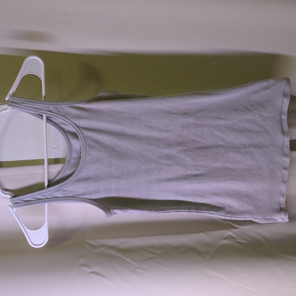 Women's a n d e a w y Tank Top Shimmery Sparkly Medium Gray Silver